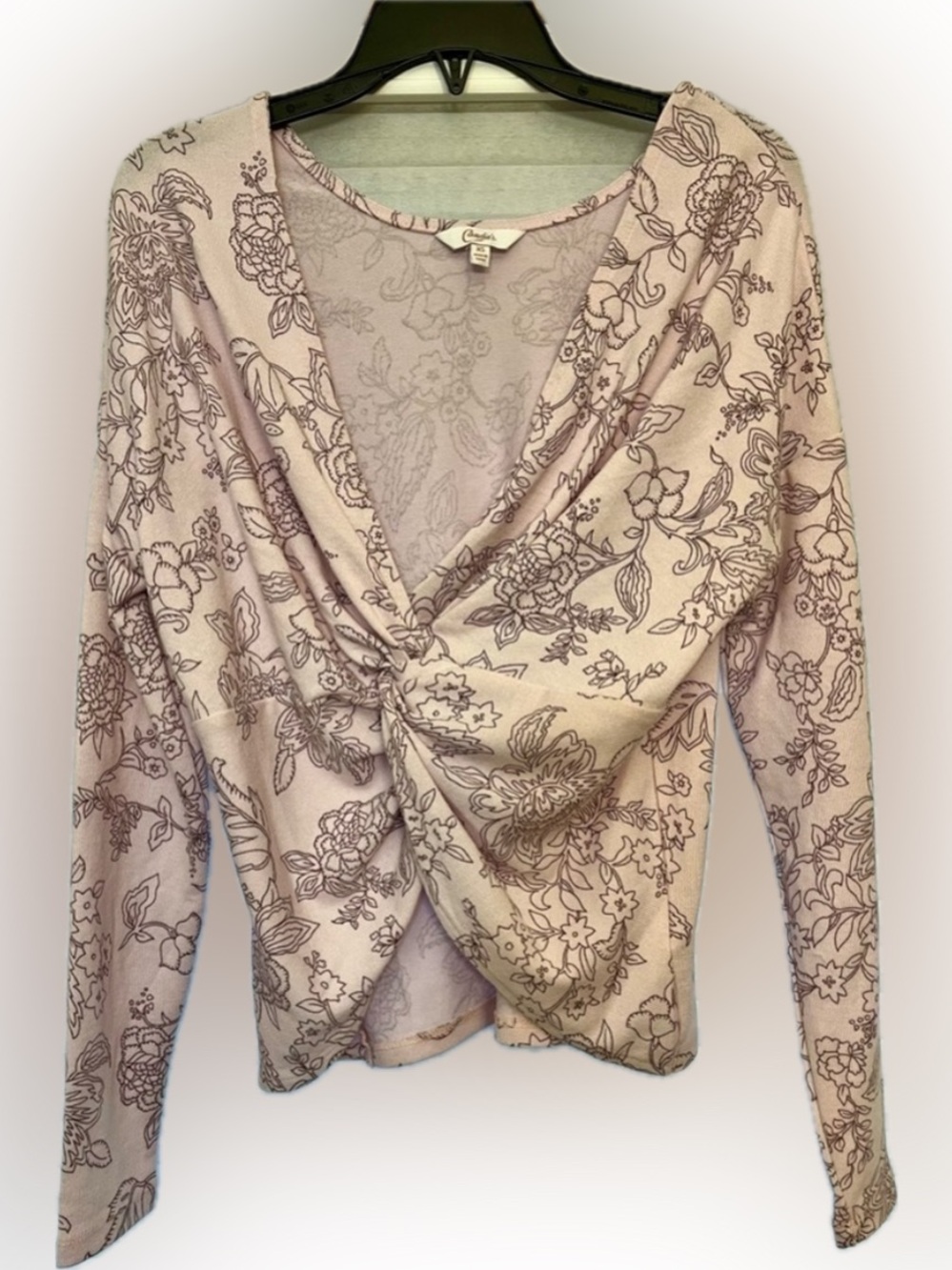 Candie’s Floral Twist Front Reversible Long Sleeve Top Pale Pink Girlhoodcore XS